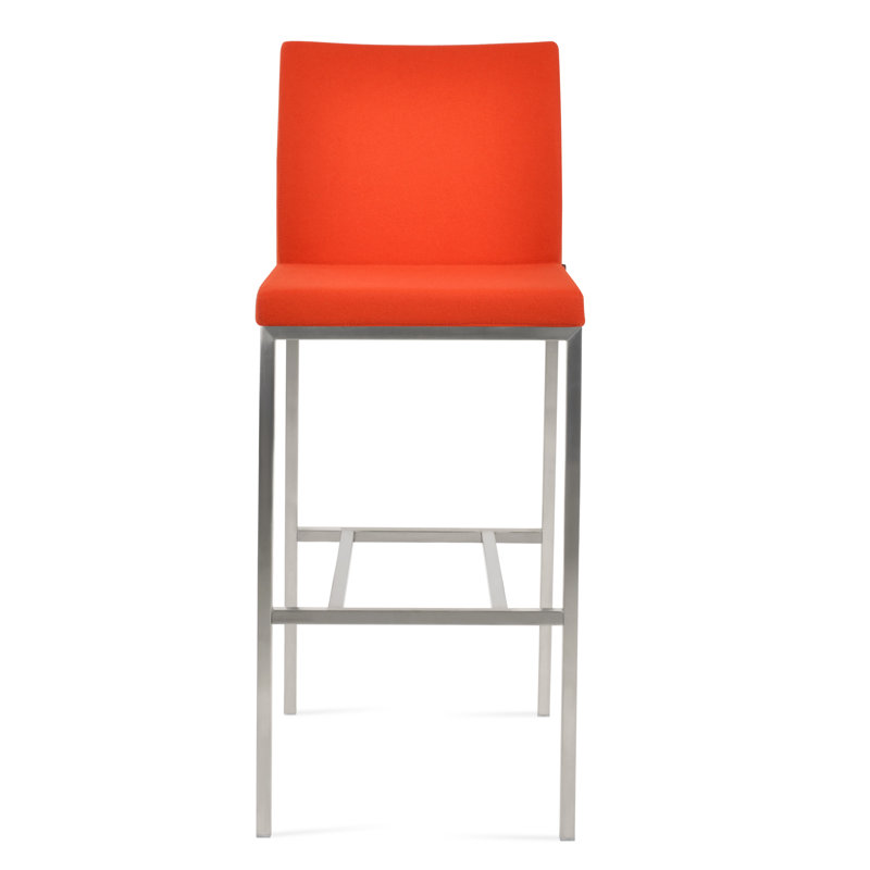 Tabouret Aria, Tabouret de comptoir (siège d'une hauteur de 24 p, Noir, Laine gris foncé