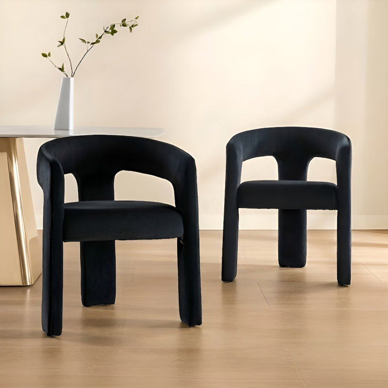 Modern Upholstered Barrel Dining Chairs, White Sherpa