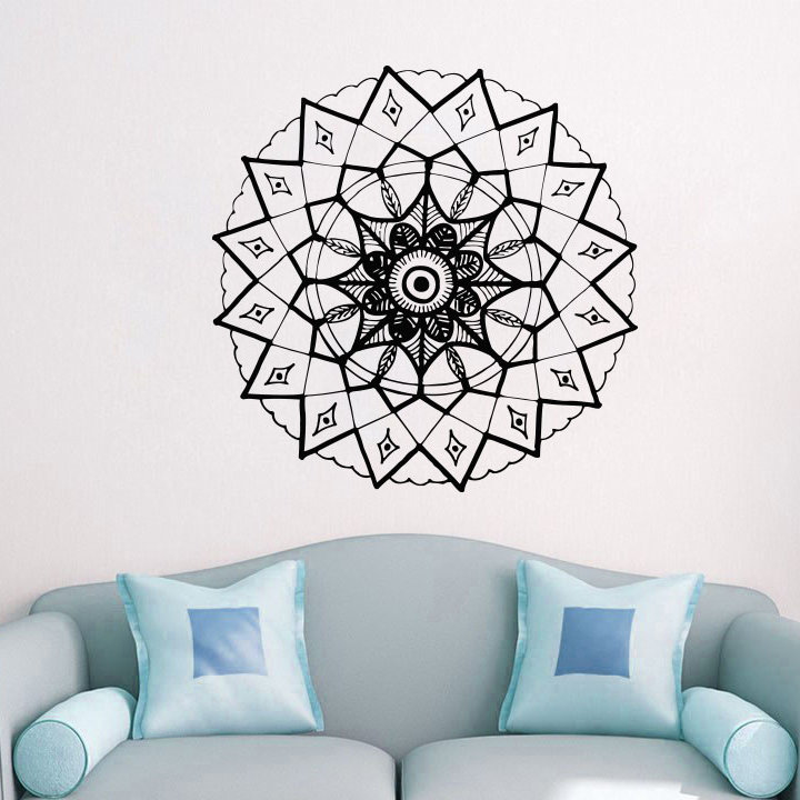 Adhésif décoratif mandala yoga, Noir, H 20 po x l 22 po