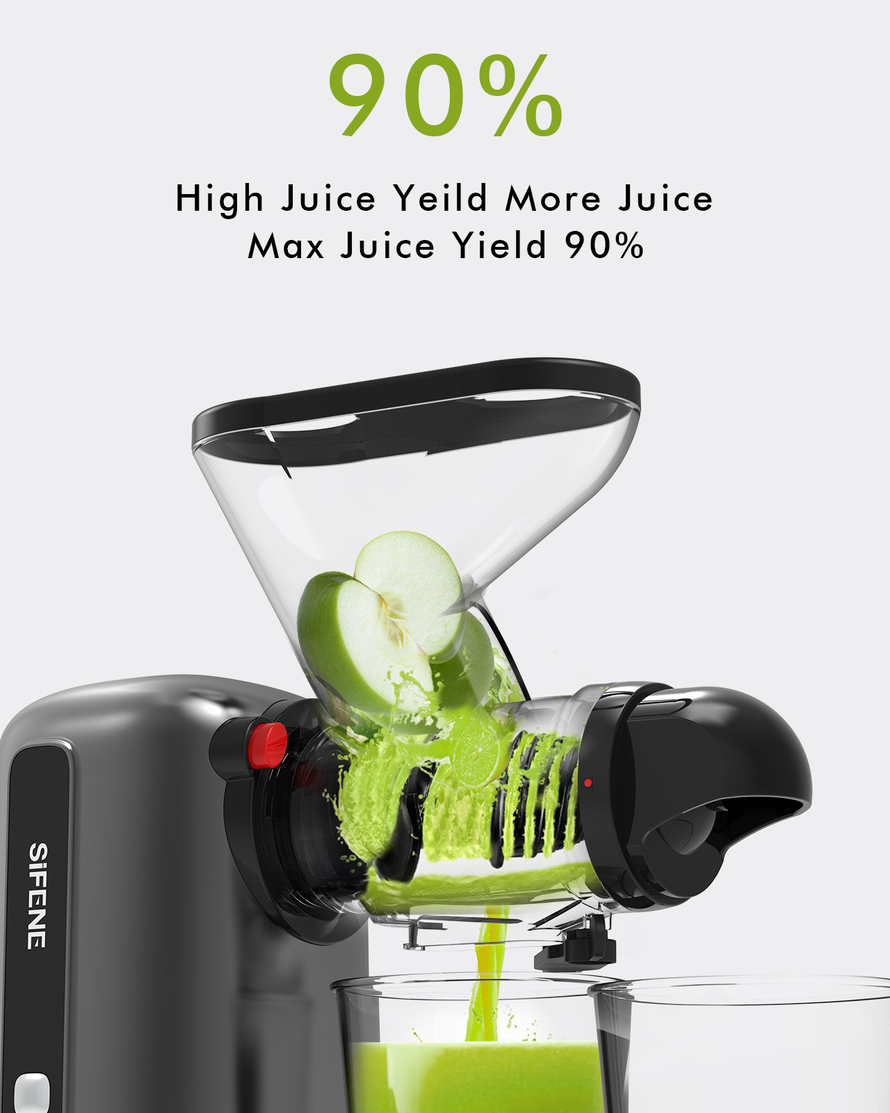 SiFENE Compact Juicer Slow Masticating Juicer, Easy Clean, BPAFree