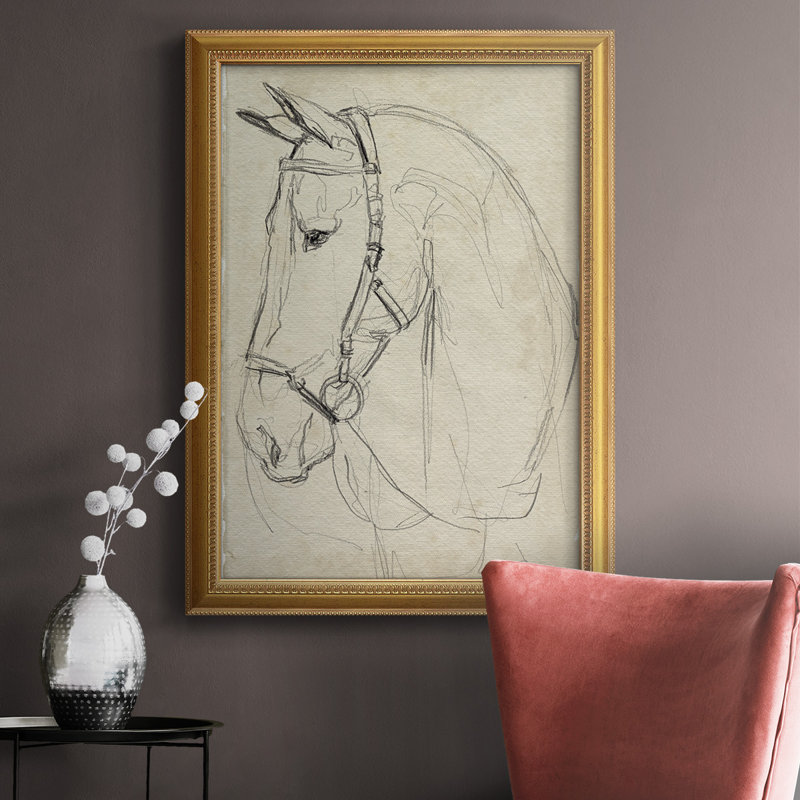 Horse In Bridle Sketch II " Horse In Bridle Sketch II Premium Framed Canvas- Ready To Hang ", 24" W x 36" H