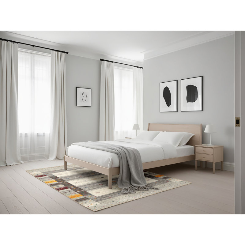 Tapis gris / beige Njourisenga, Rectangle 5 pi x 7 pi