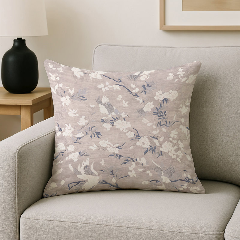 Coussin décoratif intérieur / extérieur gris Modern Modern, Gris / beige floral 2, Carré 16 po