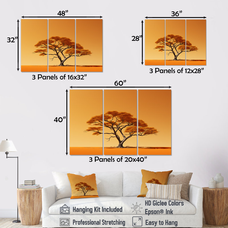 African Tree Arbor I - Tree African Wall Decor Set, 32" H x 48" W x 1" D