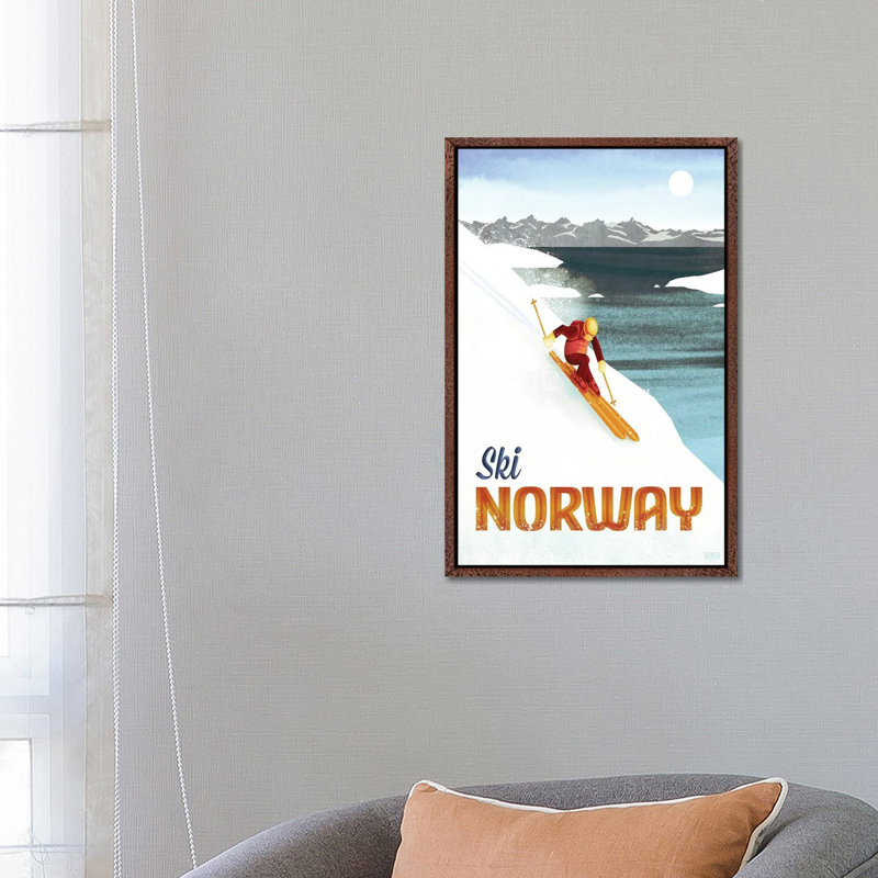 Norway-Skiing 1 Piece Single Picture Frame and Floater Frame Wall Art on Canvas