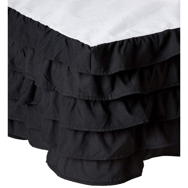 Booker Ruffled Wrap Around Bed Skirt, King, Black
