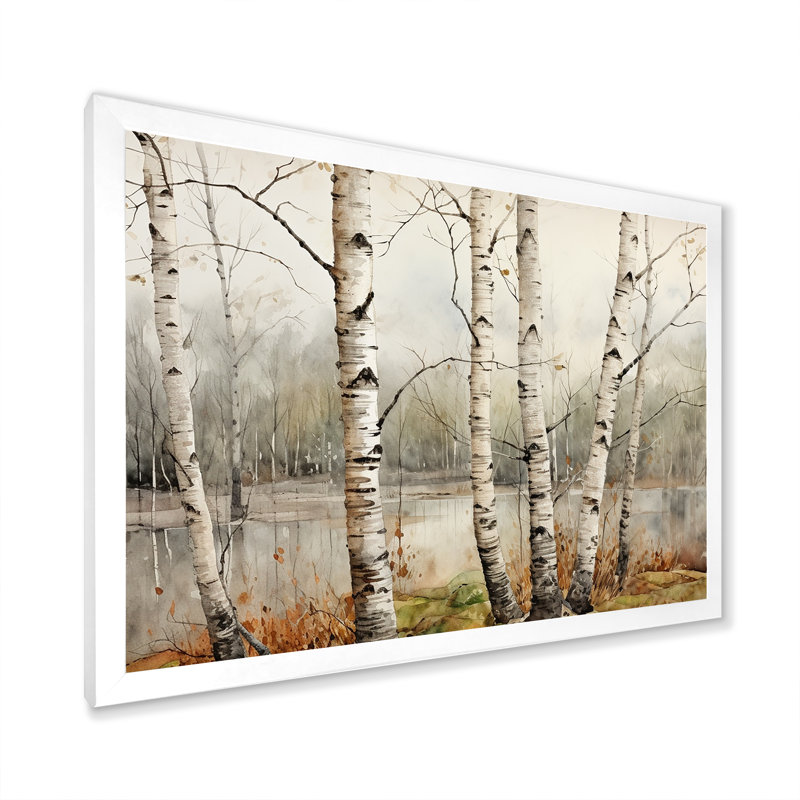 Beauté beige bouleau argenté, H 12 po x l 20 po x P 1 po, Cadre photo blanc
