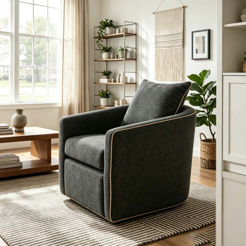 Fauteuil pivotant rembourré Fauteuil club, Gris foncé