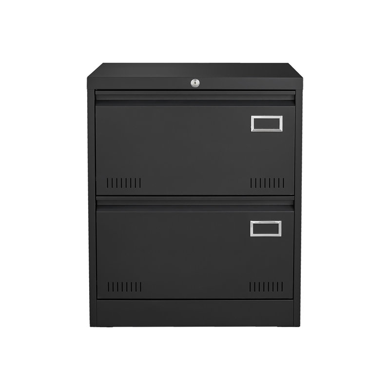 2 Drawer Metal Lateral File Cabinet With Lock,Office Vertical Files Cabinet For Home Office/Legal/Letter/A4,Locking Metal File Cabinet,Assembly Required (Black,With 2 Drawer)
