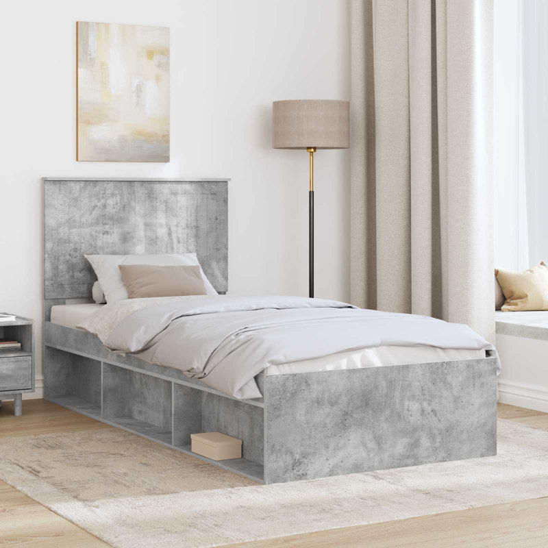 Solid Wood Bed, Concerte Grey, Single (3')
