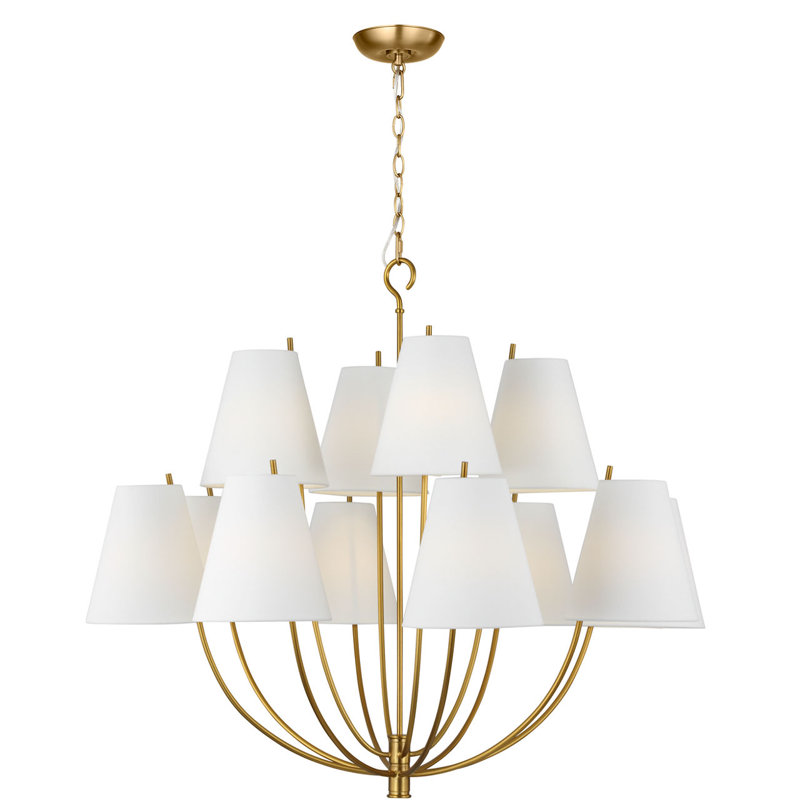 Reyes 12-Light Chandelier, 123.63" H x 40" W  x 40" D, Burnished Brass