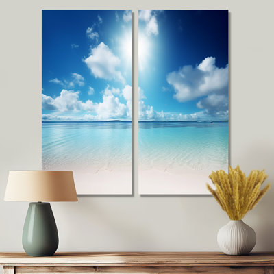 Sand And Blue Caribbean Sea II - Blue Canvas Wall Art 2-Panels