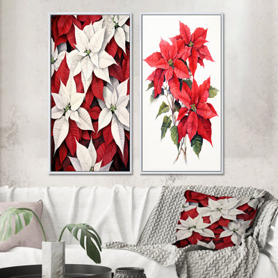 " Poinsettia Flower Monochrome Serenity " 2 - Pieces