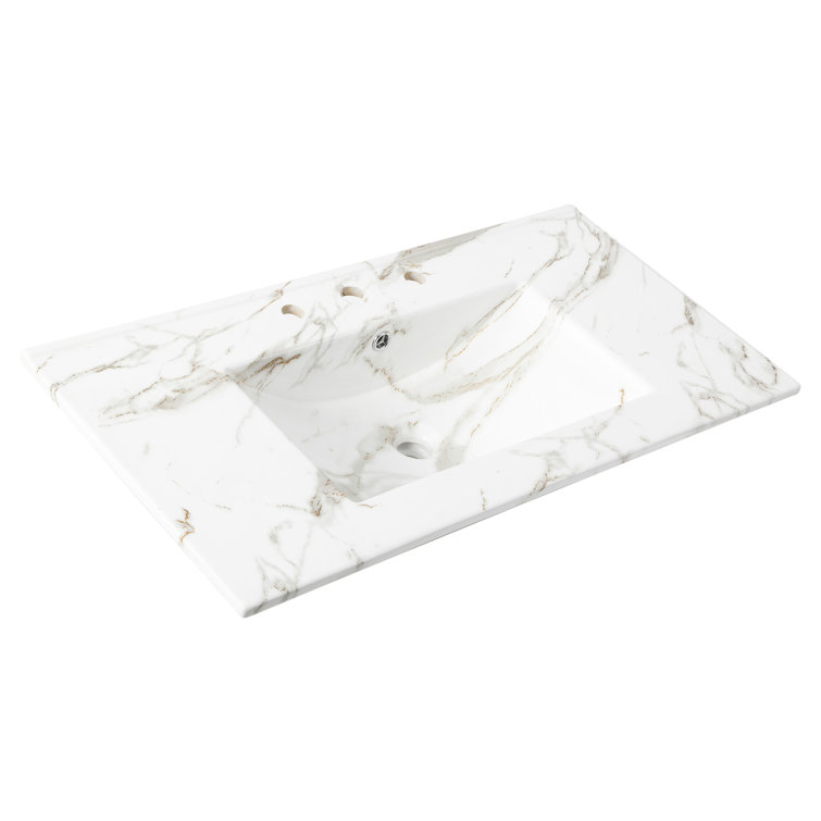 Ancillary 3-Hole 36" Classic Contemporary Rectangular Ceramic Single Sink Basin Vanity Top