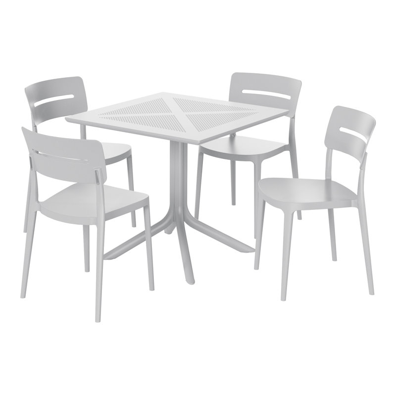 Ensemble repas carré pour 4 personnes, Gris