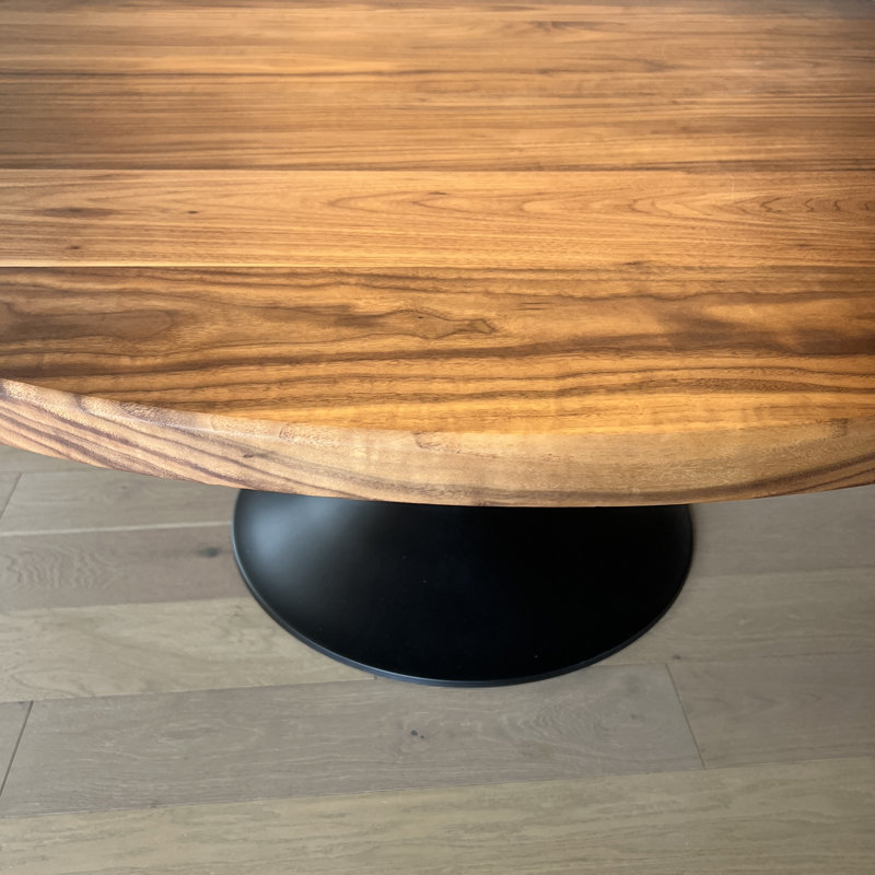 Table de salle à manger 8 places en noyer noir massif avec base en métal