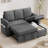 Ebern Designs 81" Convertible L Shaped Couch Sofa Sleeper With Reversible Chaise With Storage And Side Pockets-649564502