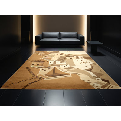 Tapis moelleux traditionnel moelleux au look traditionnel rétro brun - reliure beige