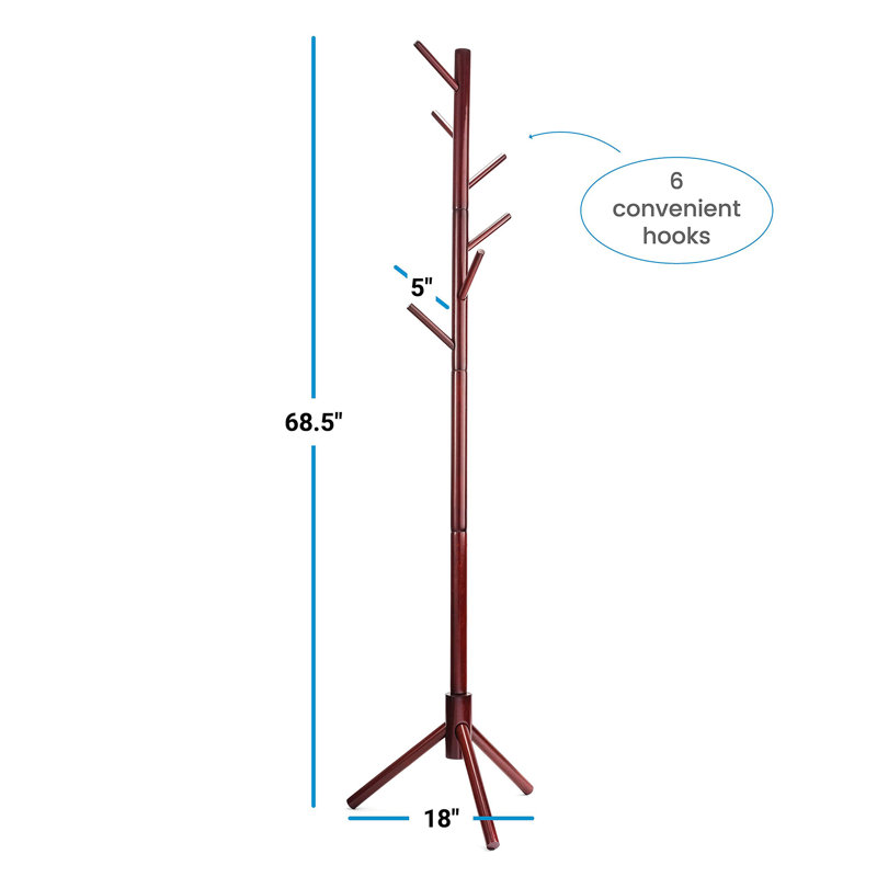 Freestanding wooden coat rack, Cherry