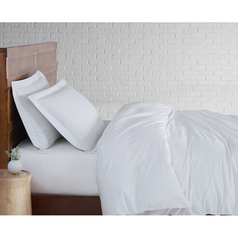 Ensembles de couette en coton Brooklyn Loom Classic, Blanc, Housse de couette très grand et 2 très grandes t
