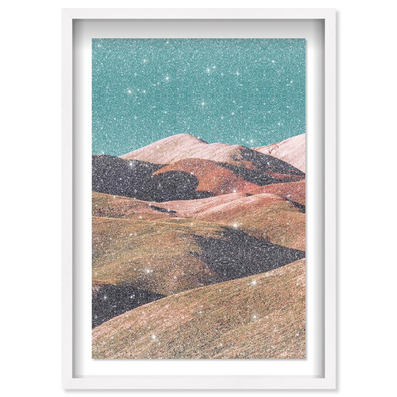 Mountains Over Turquoise Sky Print by Oliver Gal, 11.5"H x 16.5"W, White Shadowbox