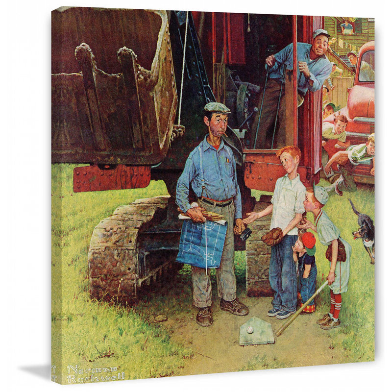 " Construction Crew " by Norman Rockwell, 18" H x 18" W x 1.5" D