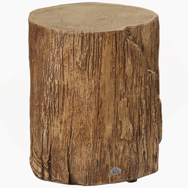 Tabouret de souche d'arbre, table d'appoint décorative, table de bout en béton avec finition grain de bois