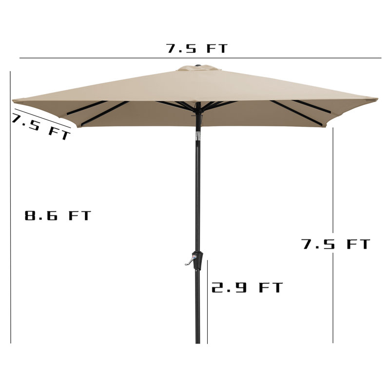 Parasol carré 7,5 x 7,5 pi, Beige