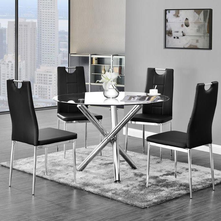 Spickard 18.5'' H Faux Leather Upholstered Side Chair, Black