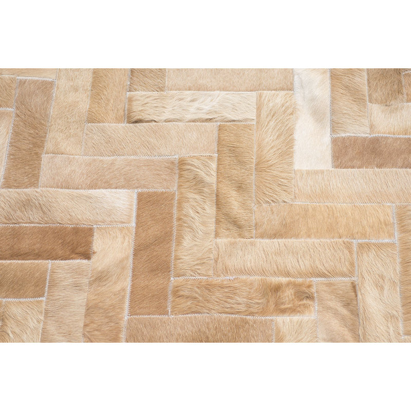 Espina Cowhide Geometric Area Rug in Caramel