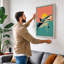 Shark at Sunrise Art Deco - Wrapped Canvas-2011674707-2011674718