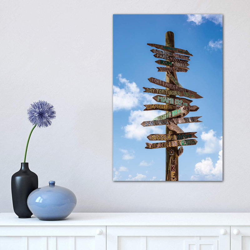 Sign Post, Key West 1 Piece Wrapped Canvas Wall Art, 30.48 cm H x 45.72 cm W