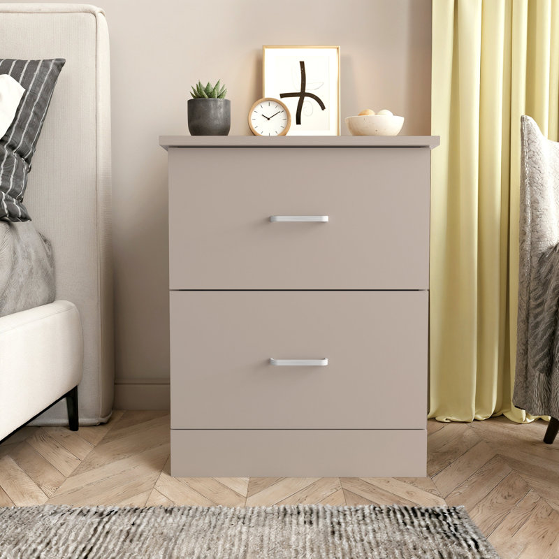Table de chevet 2 tiroirs 23,6 po Allyannah, Gris graphite, Individuel