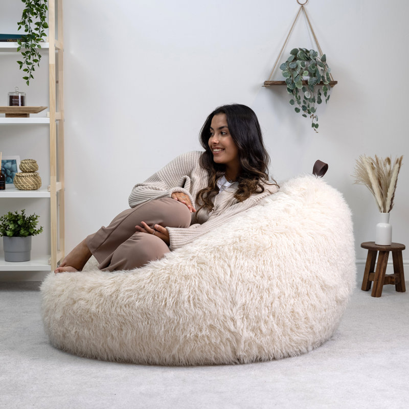 icon Cocoon Faux Fur Bean Bag, Cream