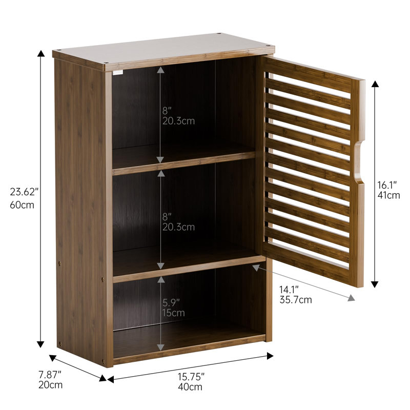 Bamboo Wall Mounted Required Bathroom Cabinet, Walnut