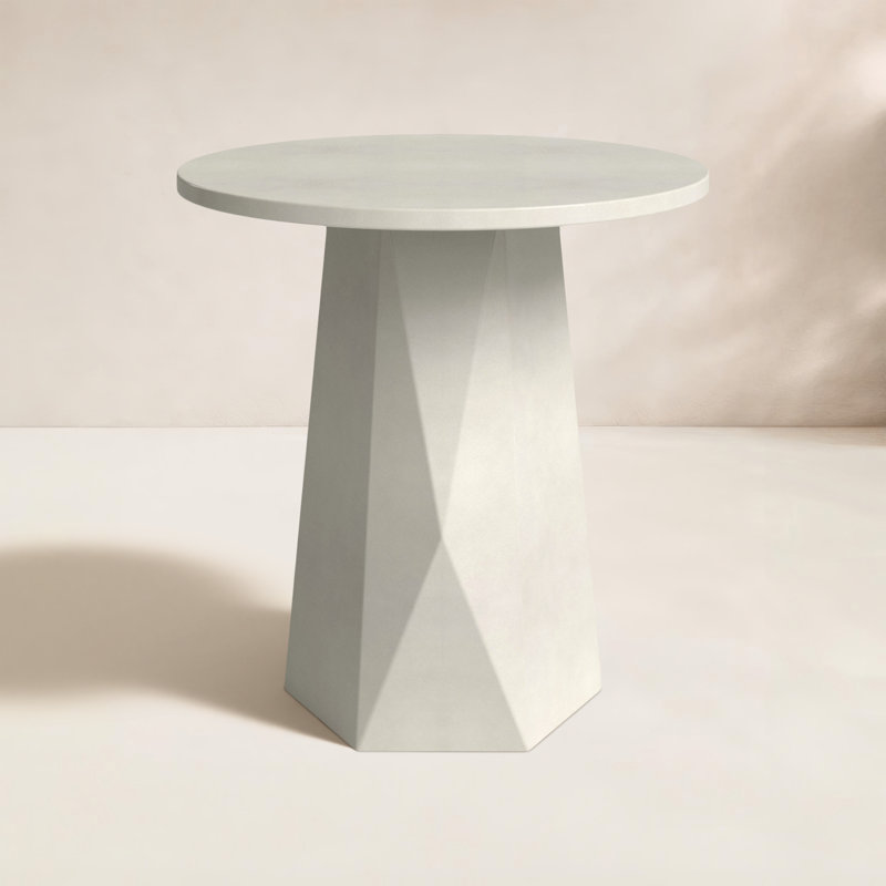 Roselyn 22 " Patio Side Table, Cream Concrete