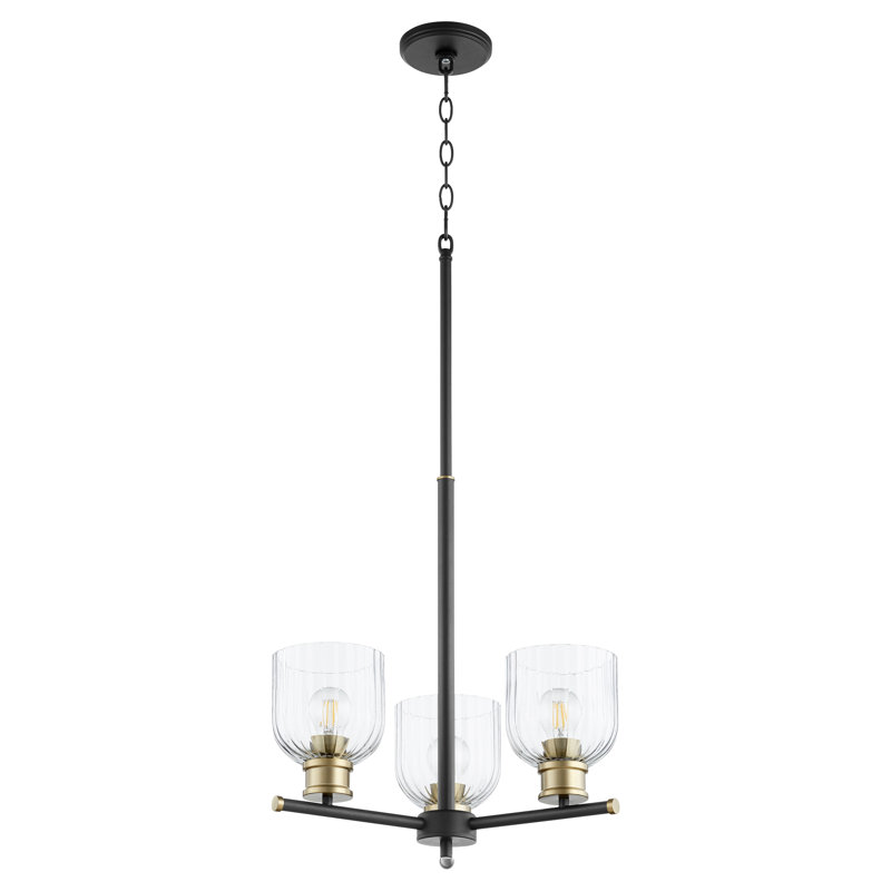 Lustre classique unique à 3 lumières Nerissa, Laiton vieilli