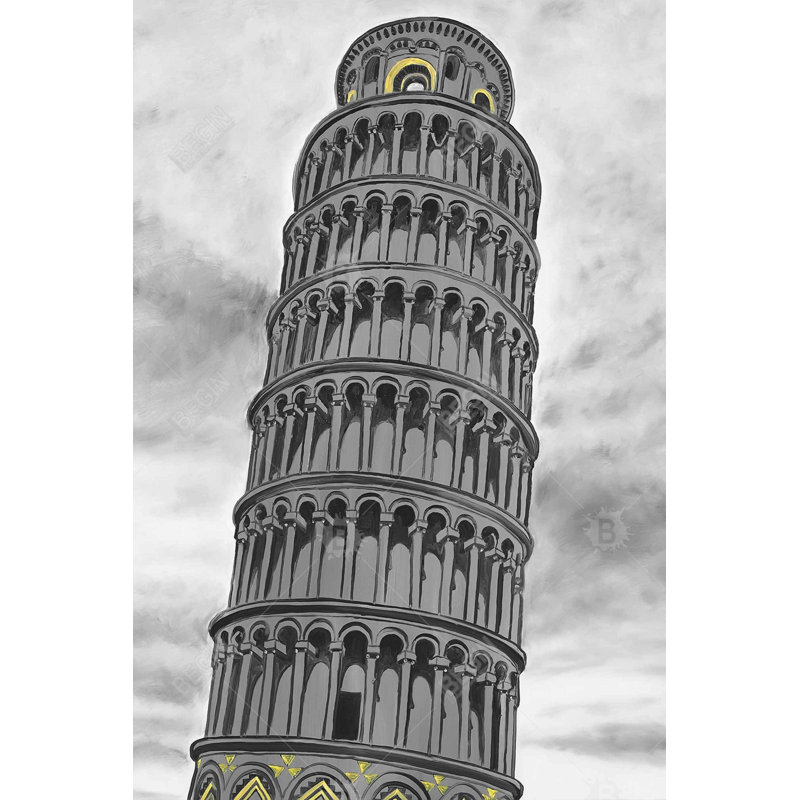 "Tour de Pise en Italie", H 36 po x l 24 po