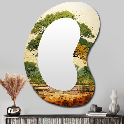 Arbre vert majestueux Baobab vert - décor mural africain en métal - miroir mural traditionnel irrégulier