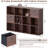 47" W Cube Storage Shelf with 12 Cubes & 2 Fabric Drawers, Rustic Wood Walnut Bookcase & Display Cabinet for Study, Bedroom, Living Room & Office, Individual-1681185196-1681185197-1681185201