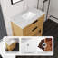 Meuble-lavabo autoportant 36 po avec lavabo 36 po, tiroir à fermeture en douceur, comptoir et dosseret en marbre de culture blanc de 2 po Carrara, contreplaqué, chêne-1349720363-1349720365