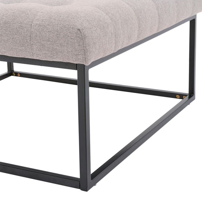 84cm Wide Tufted Square Standard Ottoman, Beige