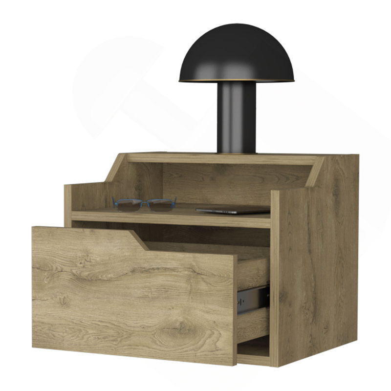 Table de chevet flottante avec tiroir et double tablette Florence, Beige
