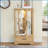 Curio Display Cabinet, American Retro Lighted Glass Cabinet with Adjustable Shelves, 2 Doors &amp; 1 Drawer | Oak-763622491