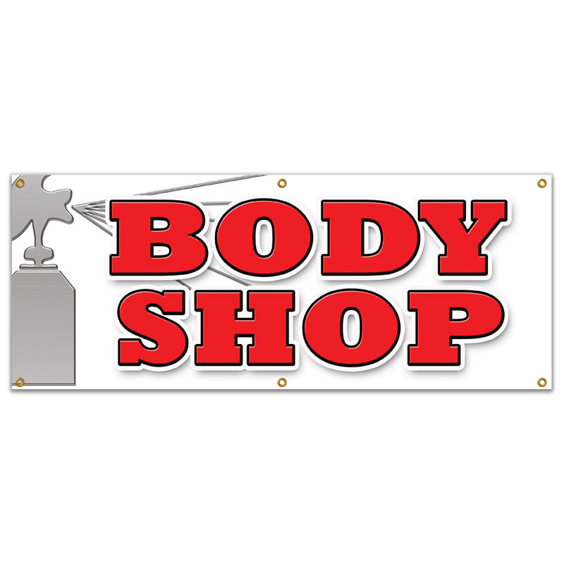 Bannière Body Shop, H 24 po x l 72 po x P 0,1 po
