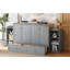 Grand lit escamotable avec grands tiroirs et tablettes de rangement, parfait pour les petits espaces et les chambres d'amis, gris clair-1583170801