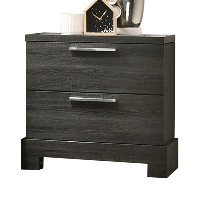 2 Nightstand In Grey Oak, And Functional Interior Design Oak With 2 Drawers, Strong Long-Lasting Structure