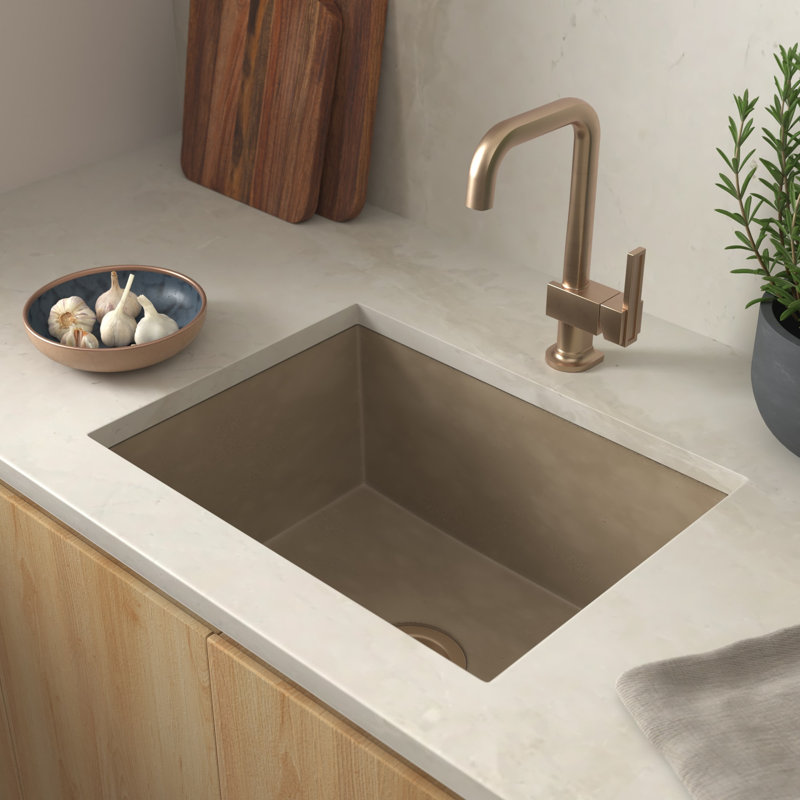 22" Pacifica Undermount Concrete Kitchen Sink in Ash, Earth