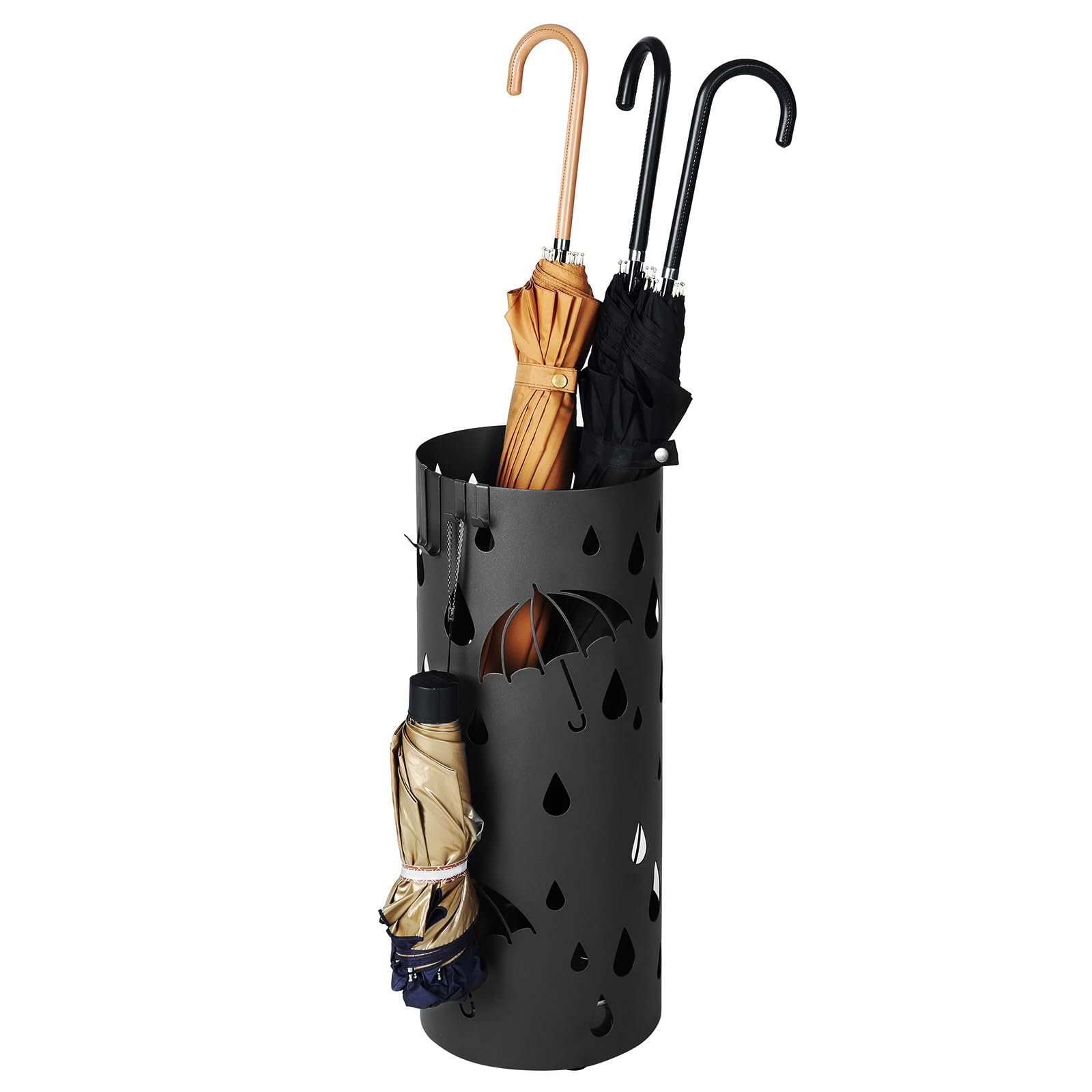 Porte-parapluie Seau En Métal Autoportant - Style Barillet, Noir, Idéal Pour Le Golf Ou La Maison