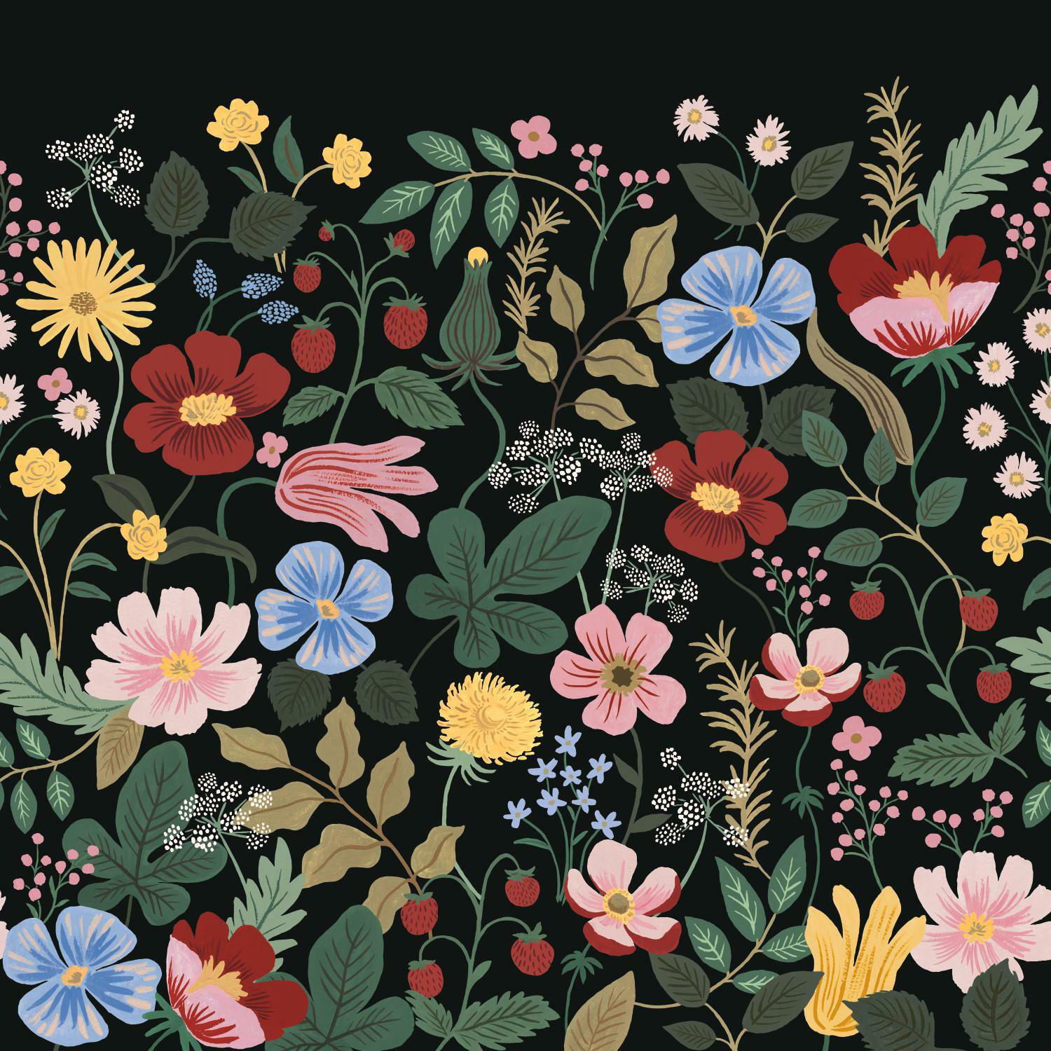 Rifle Paper Co. Strawberry Fields Wall Mural, Black